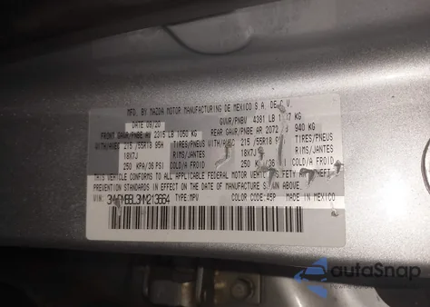 2021 Mazda Cx-30 Select z USA, uszkodzony, nr VIN 3MVDMBBL3MM213664